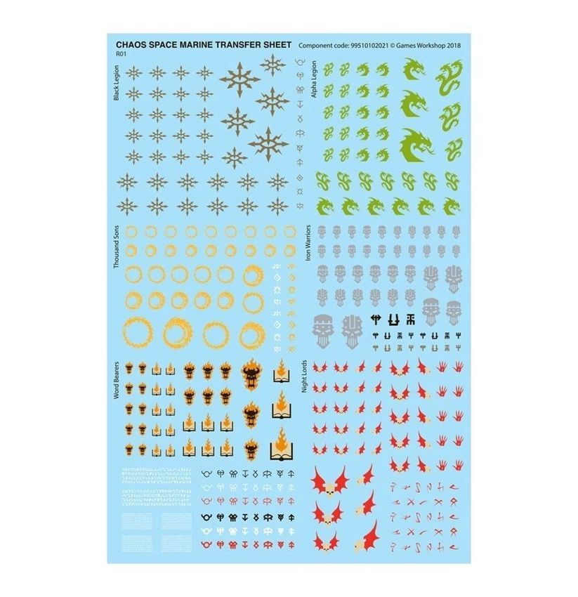 Chaos Space Marines Large Transfer Sheet - CP