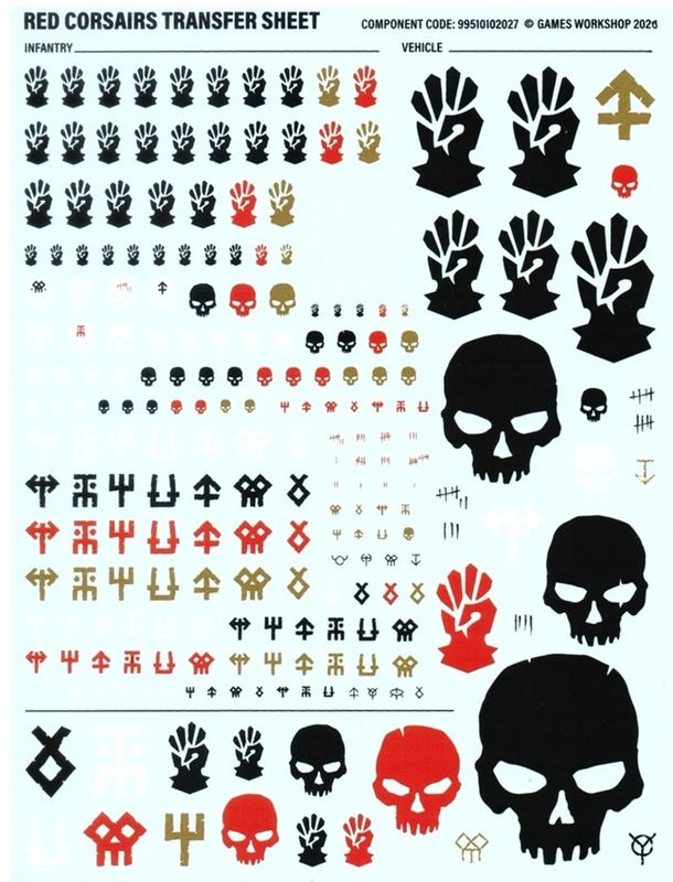 Red Corsairs Chaos Space Marines Upgrades Transfers Sheet