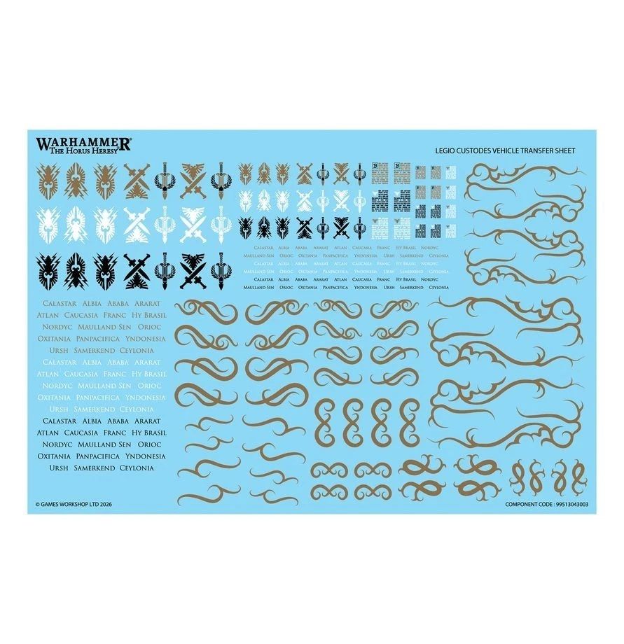 Legio Adeptus Custodes Large Transfers Sheet - CPAC