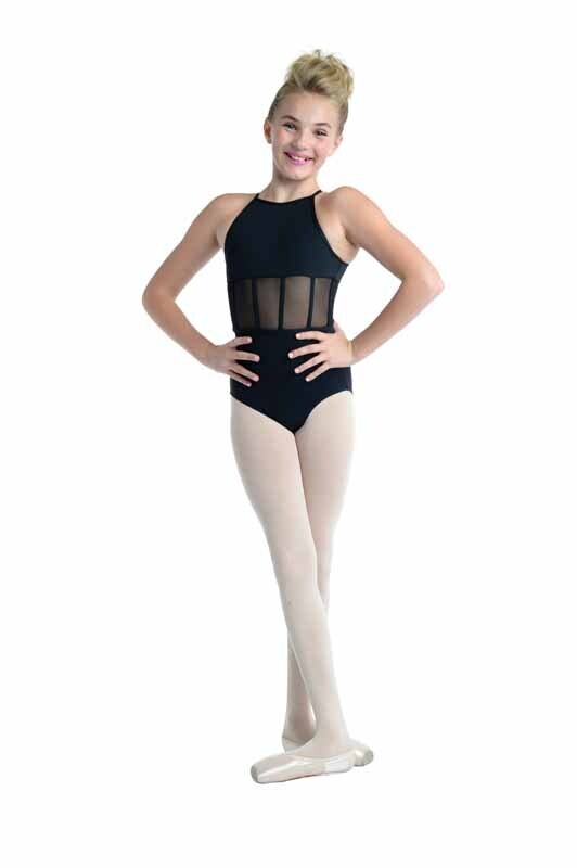 Danzshuz Halter Leo W/ Sheer Waist - Child, Size: Intermediate