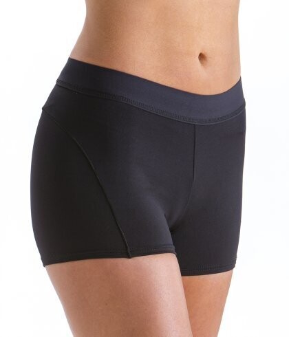 Motionwear Elastic Waistband Flatlock Short, Color: Black, Size: Petite