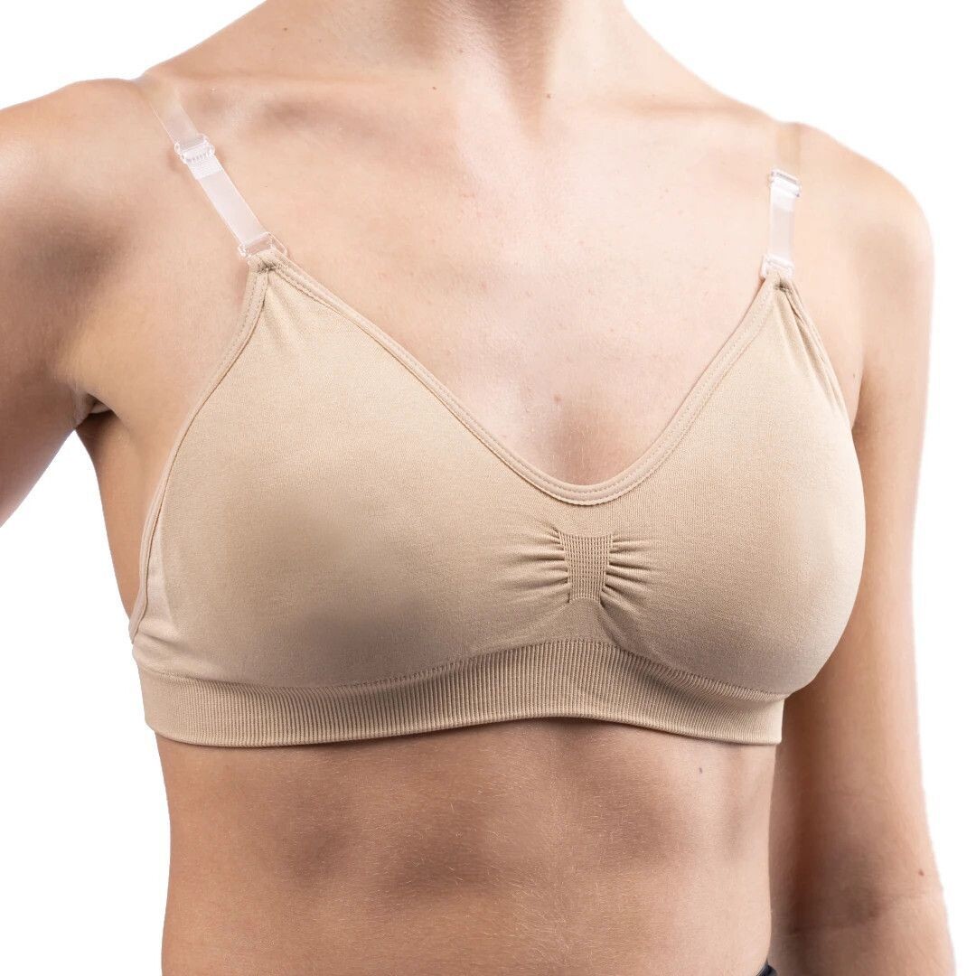 Silky Seamless Clear Back Bra, Color: Nude, Size: 8-12 Youth