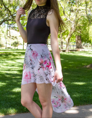 DanzNmotion Long High-Low Floral Skirt