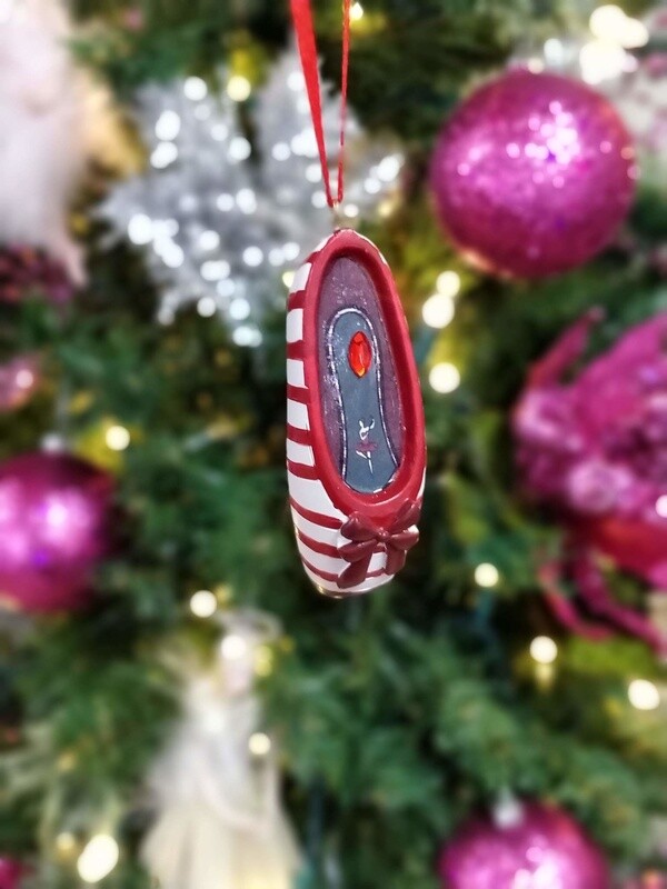 Capezio Candy Stripe Pointe Shoe Ornament w/ Crystal