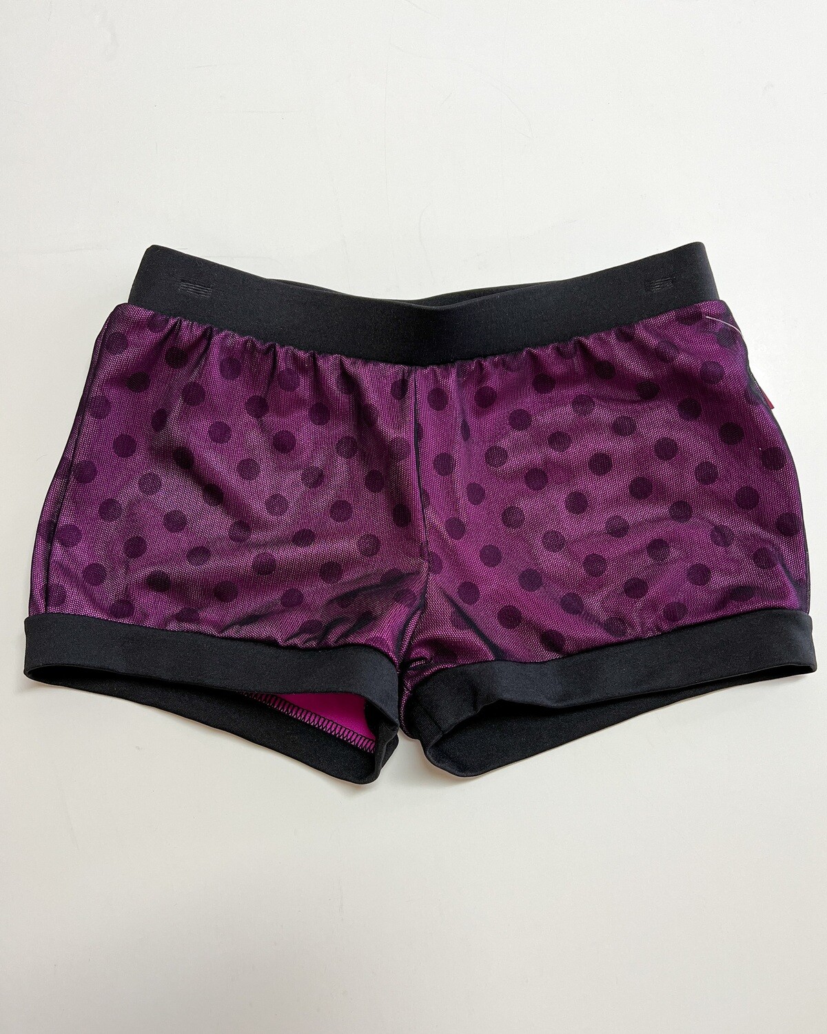 Motionwear Banded Leg Boy Cut Shorts w/Li Center Stage Polka Dots, Color: Black/Pink, Size: Small