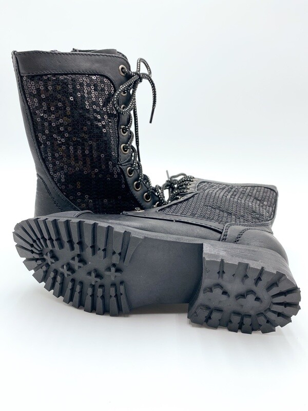 Gia-Mia Combat Sequin Boot