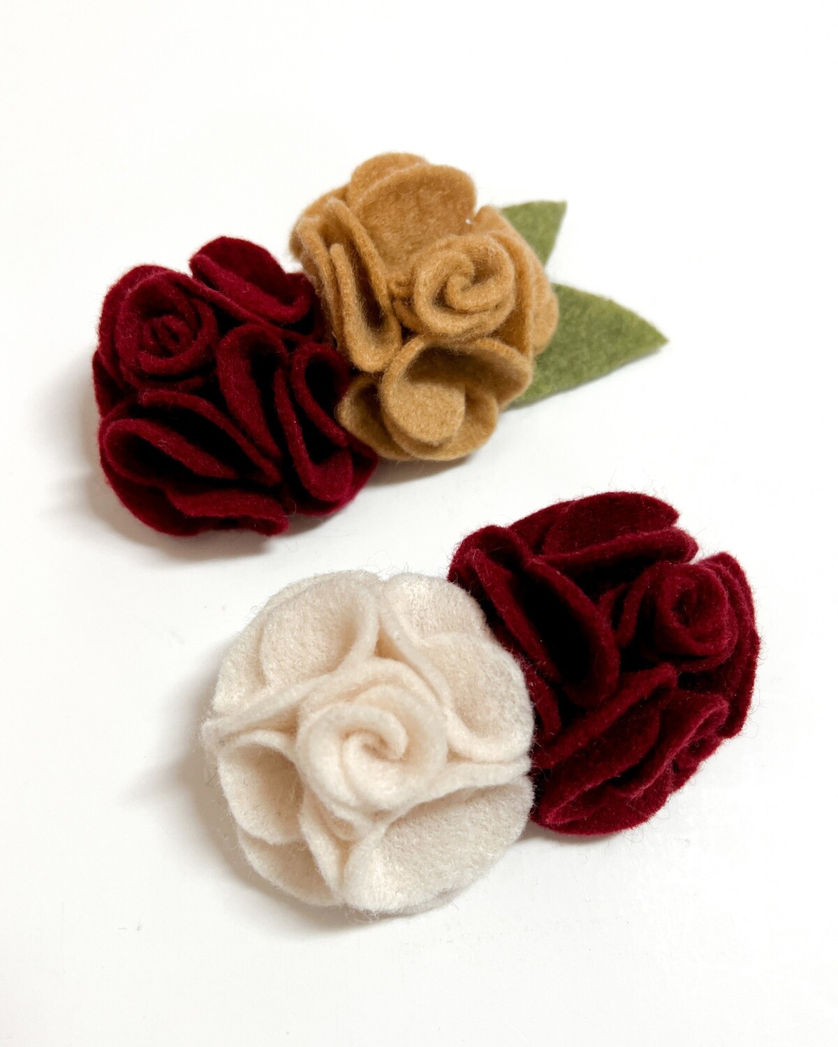 SS Felt Double Rose Flower on Barrett