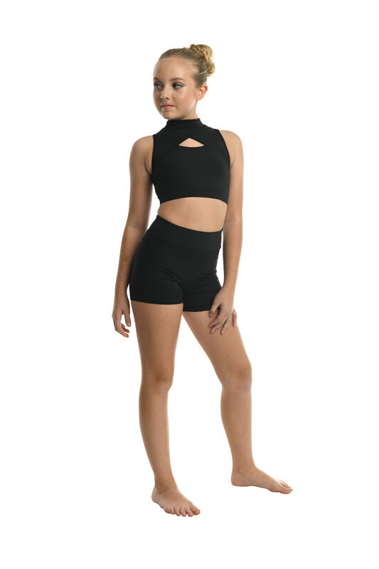 DanzNmotion Devanna Noir Mock Keyhole Top - Child