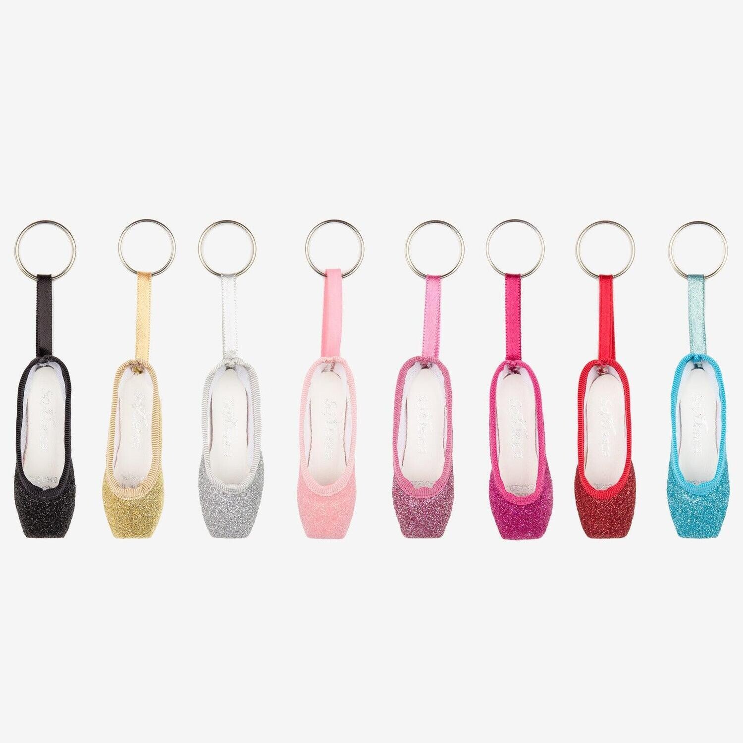 So Danca Mini Glitter Pointe Shoe Keychain, Color: Rose