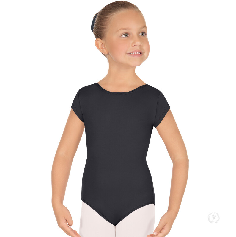 Eurotard Short Sleeve Micro Leotard - Child, Color: Black, Size: X Small