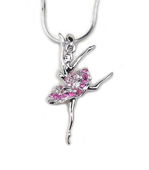Arms Up Ballerina Necklace, Color: Pink