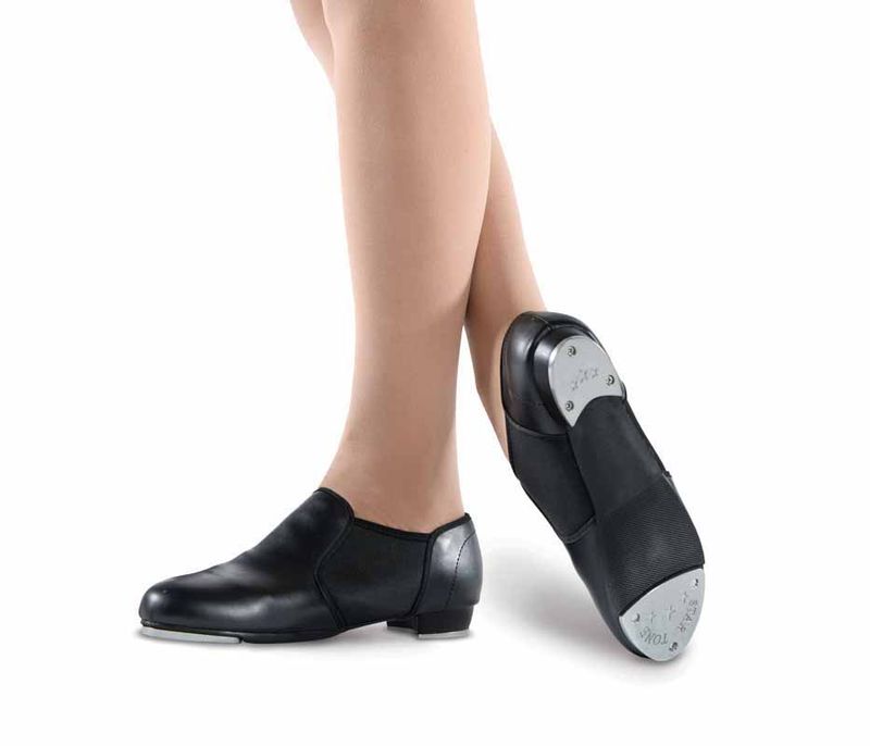 DanzNmotion Slip-On Tap Shoes, Color: Black, Size: 4
