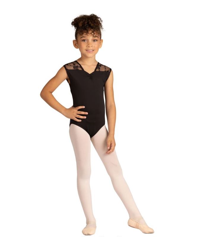 DanzNmotion Gillian V-Neck Bow Print Leotard - Girls