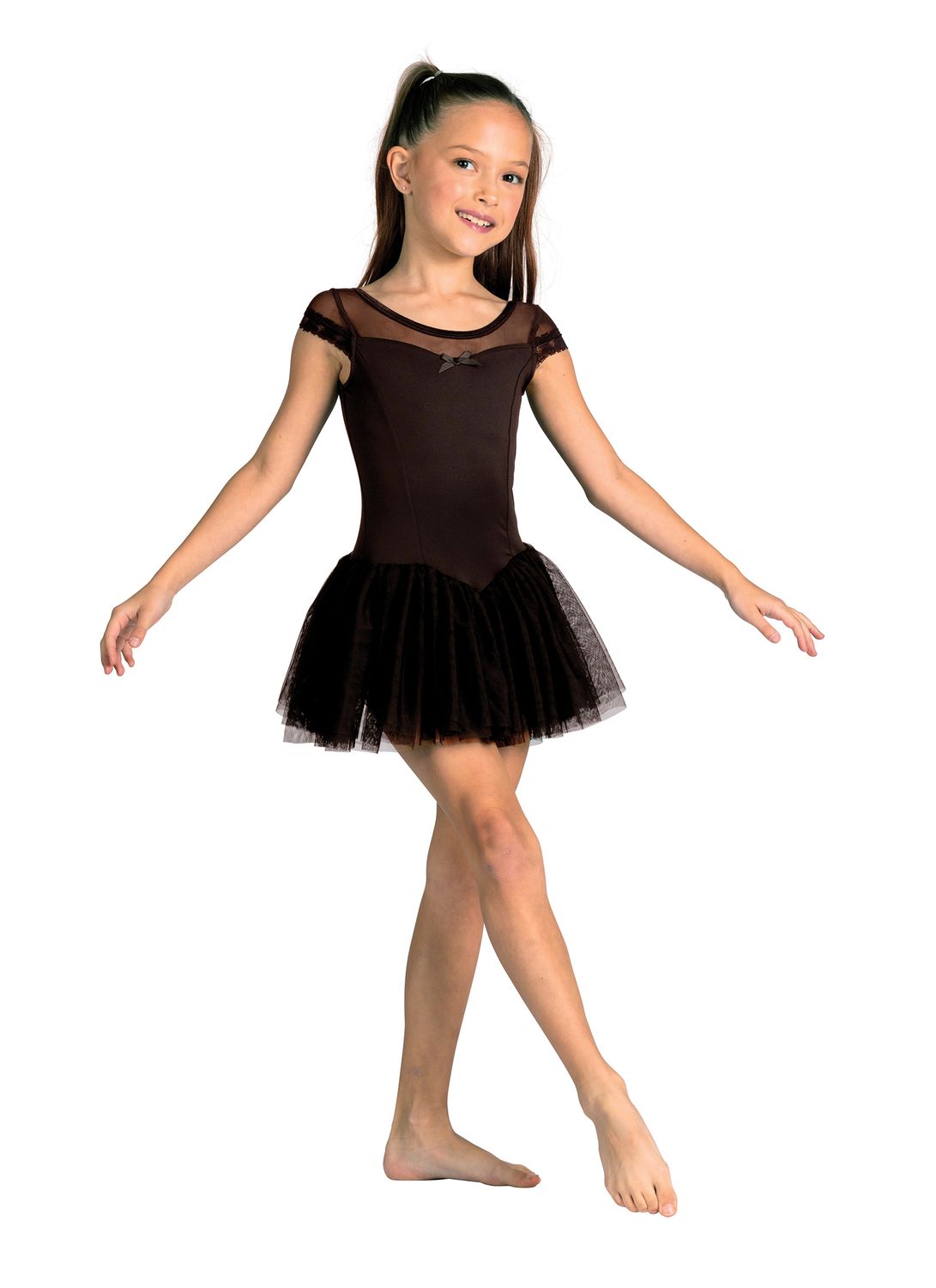 DanzNmotion Sharlett Cap Sleeve Dress, Color: Black, Size: 2/4