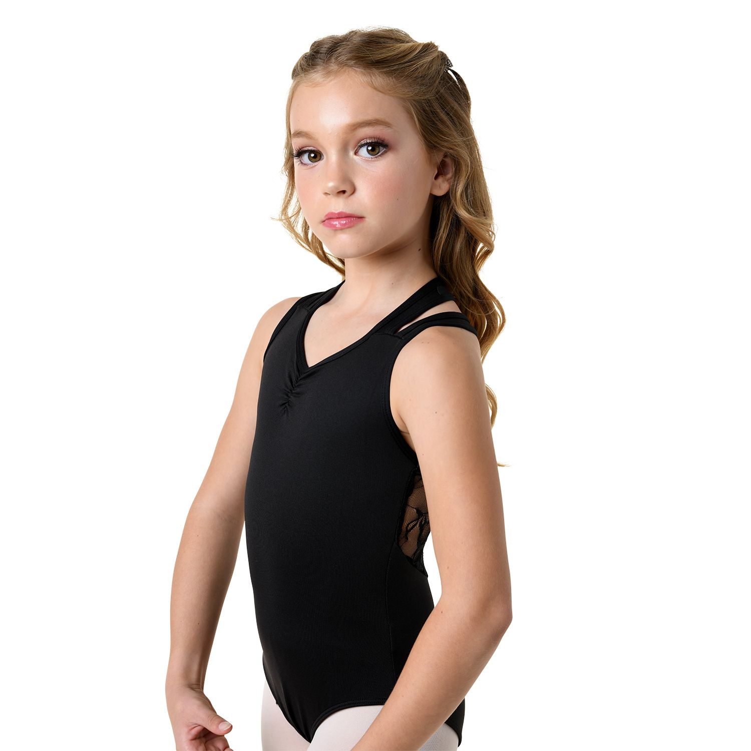 Danshuz Double Strap Racer Lace Back Leotard
