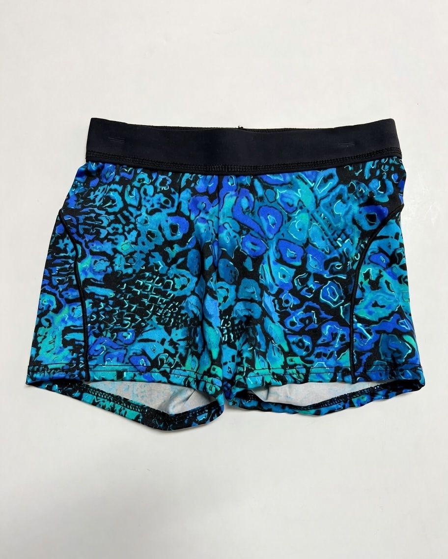 Motionwear Flatlock Plush Elastic Short, Color: Blue, Size: Petite