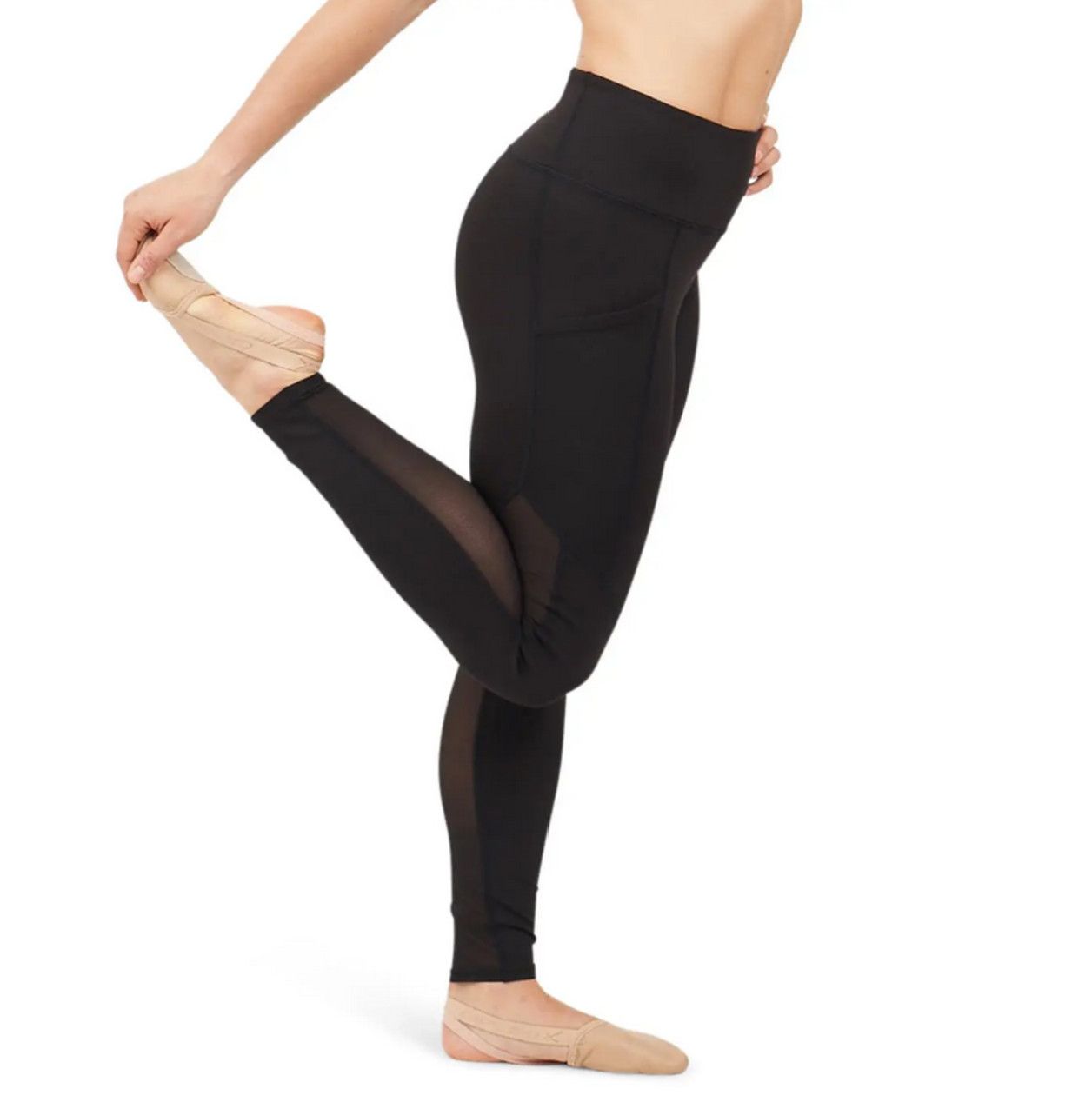 Capezio Paneled Legging w/Mesh Inserts, Color: Black, Size: Medium