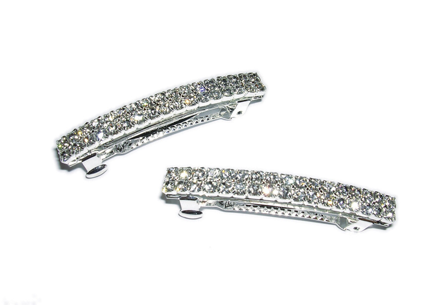FH2 2 Row Rhinestone Hair Barrettes
