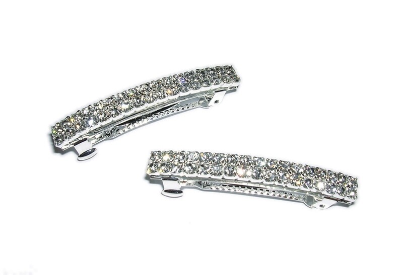 FH2 2 Row Rhinestone Hair Barrettes