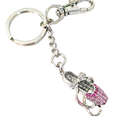 Rhinestone Pointe Shoe Keychain