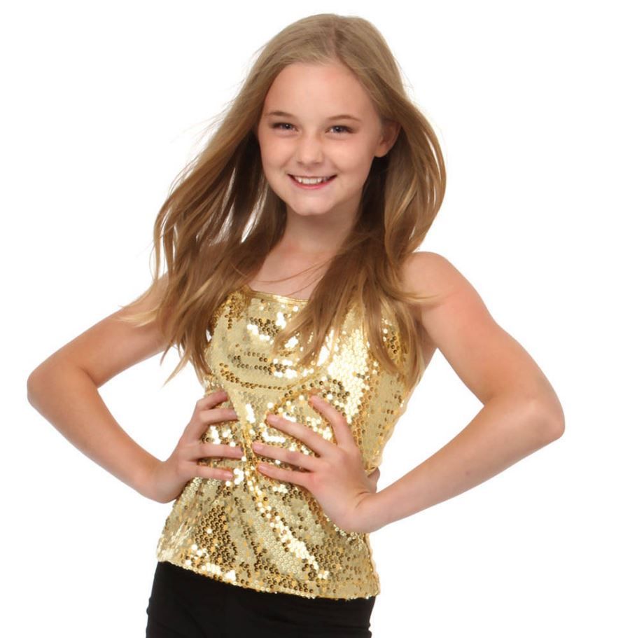 Gia-Mia Sequin Camisole Top, Color: Gold, Size: X Large Adult