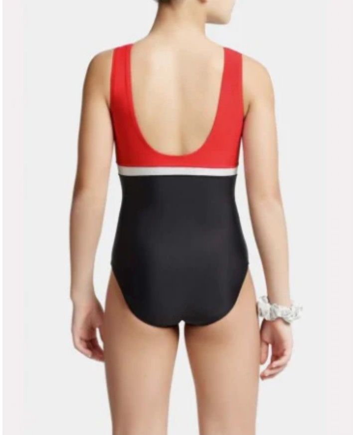 Capezio Boatneck Metalic Gym Leotard, Color: S/R/B, Size: Intermediate