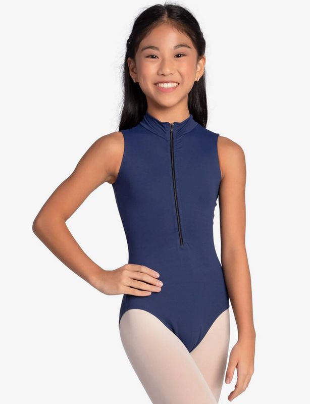 So Danca Tillie Mock Neck 3/4 Zip Leotard - Child