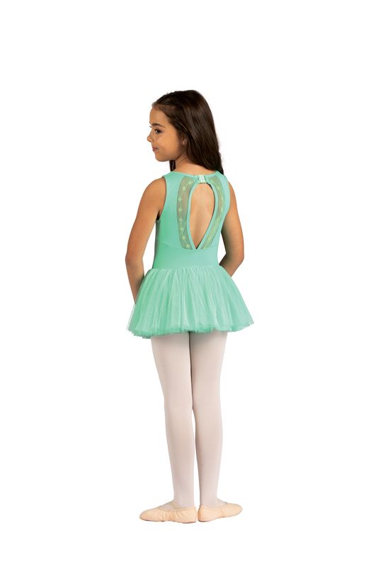 DanzNmotion Brynn Tank Flocked Child Dress, Color: Ice Green, Size: 2/4