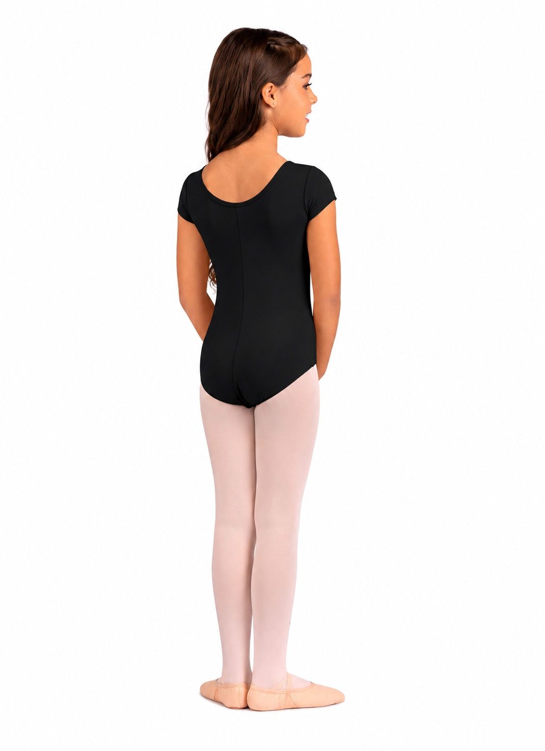 DanzNmotion Ella Cap Sleeve Princess Child Leotard, Color: Black, Size: 2/4