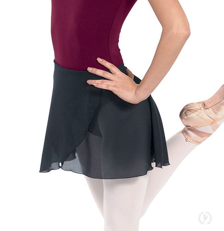 Eurotard Womens Chiffon 14" Wrap Skirt, Color: Black, Size: One