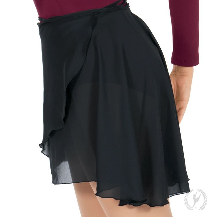 Eurotard Womens High Low Chiffon Wrap Skirt, Color: Black, Size: One