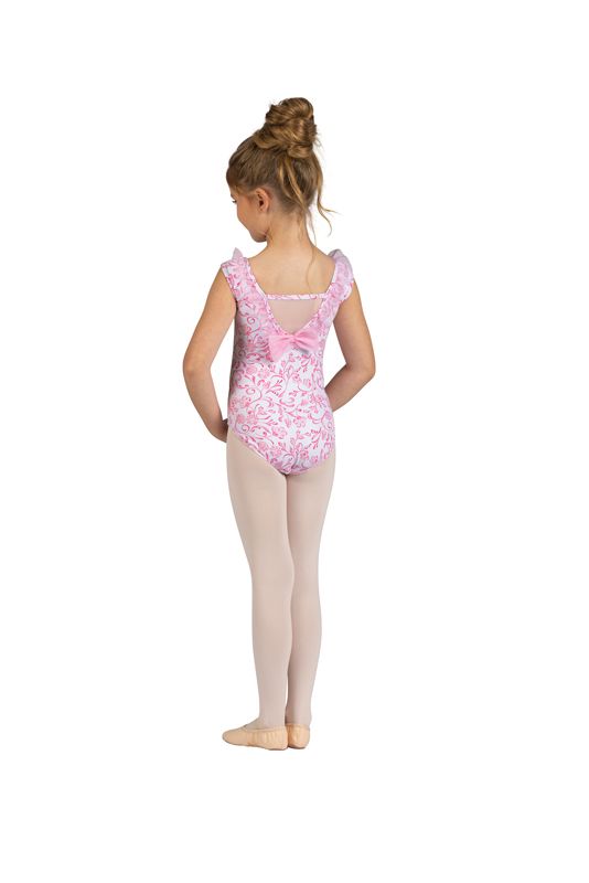 DanzNmotion Emory Ruffle Trim Print Leotard - Child