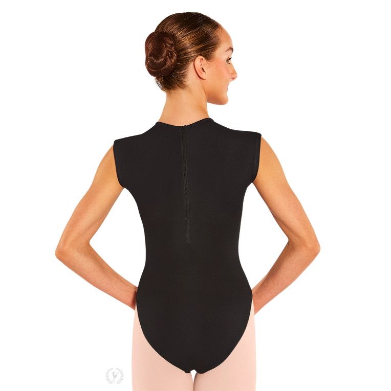 Eurotard Womens Microfiber Zipper Back Cap Sleeve Leotard, Color: Black, Size: X Small