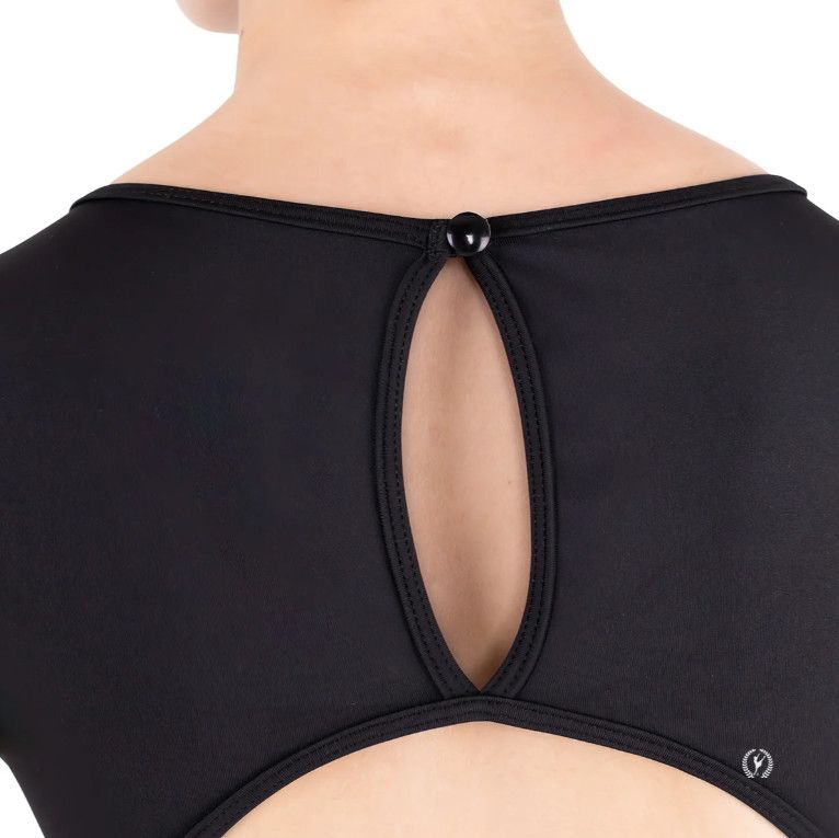 Eurotard Womens Microfiber Open Back Cap Sleeve Leotard, Color: Black, Size: X Small