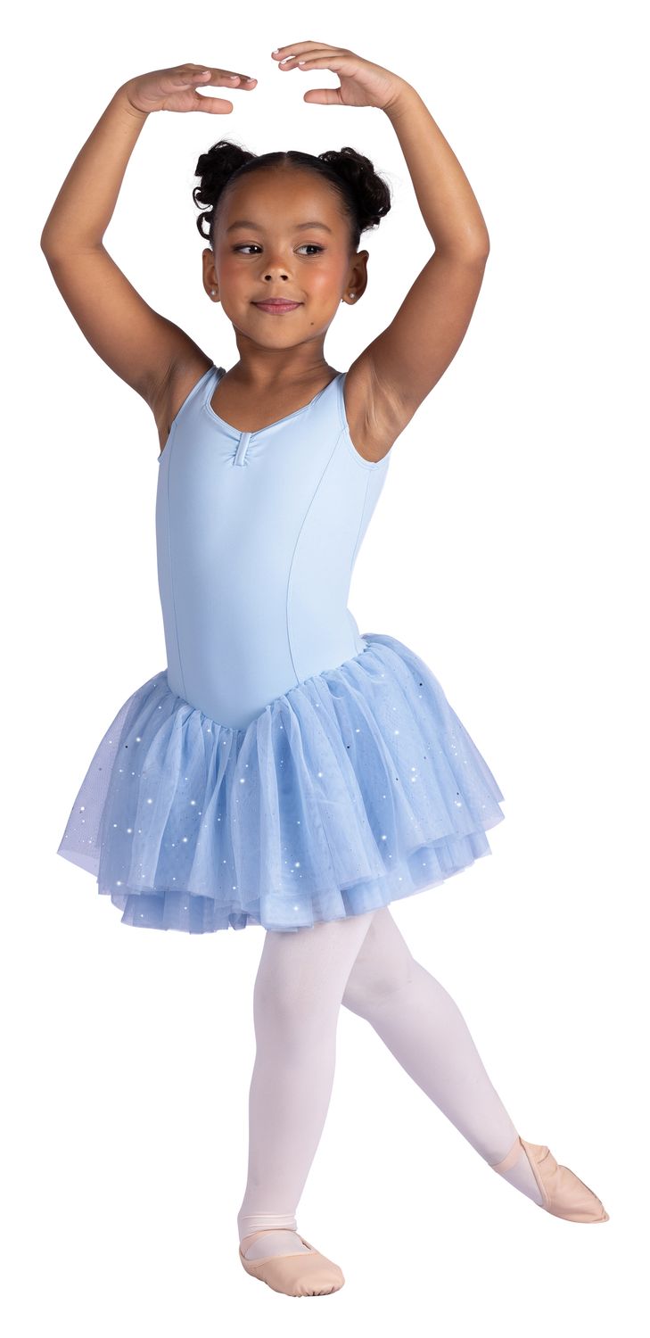 Danznmotion Cielo Girls Tank Glitter Dress, Color: Light Blue, Size: 2/4