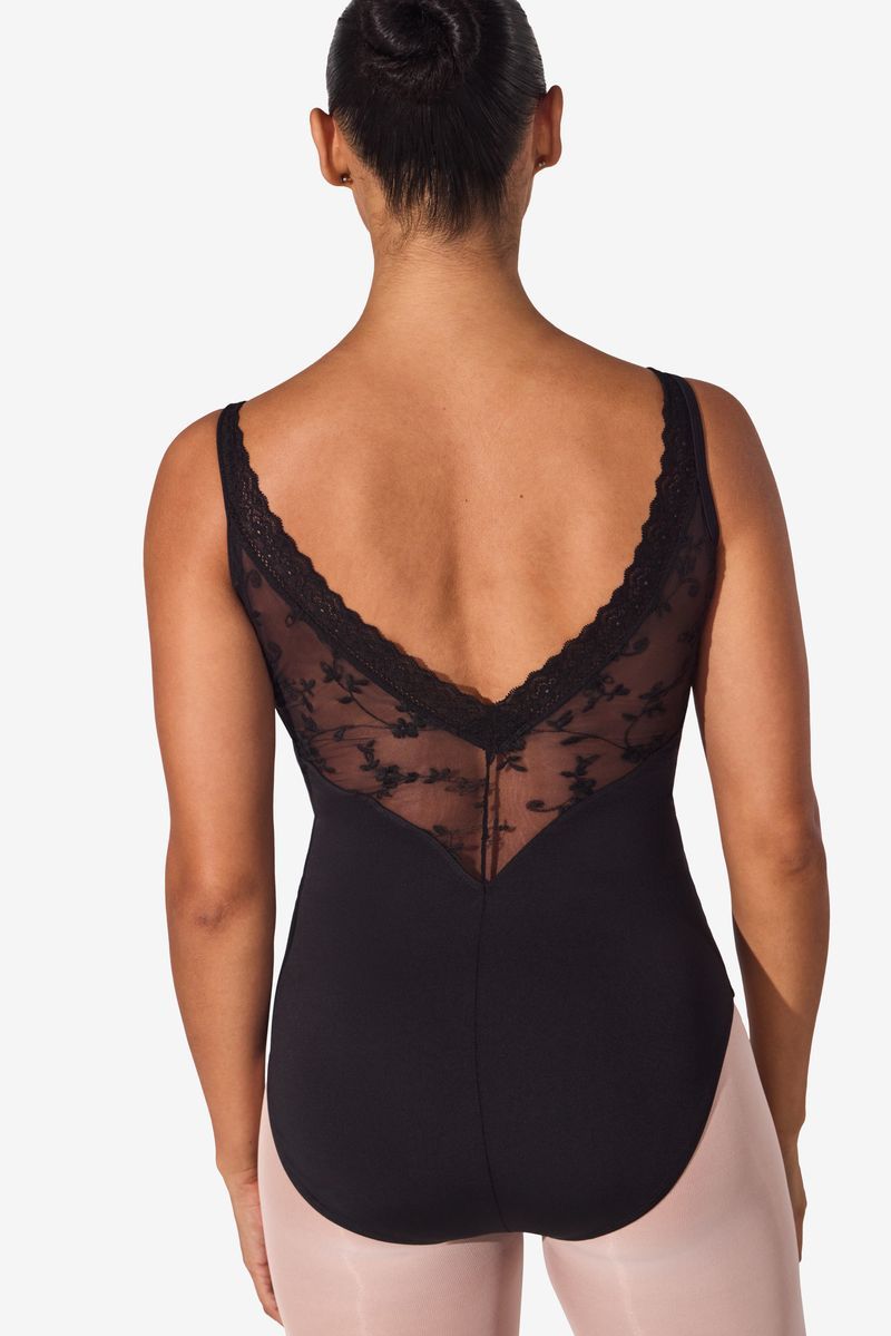 Capezio Elara Lace Tank Leotard, Color: Black, Size: X Small