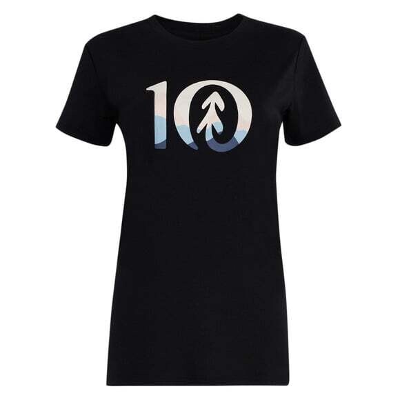 Women Mountain Sunset Ten Logo, Color: Meteorite Black, Size: LG