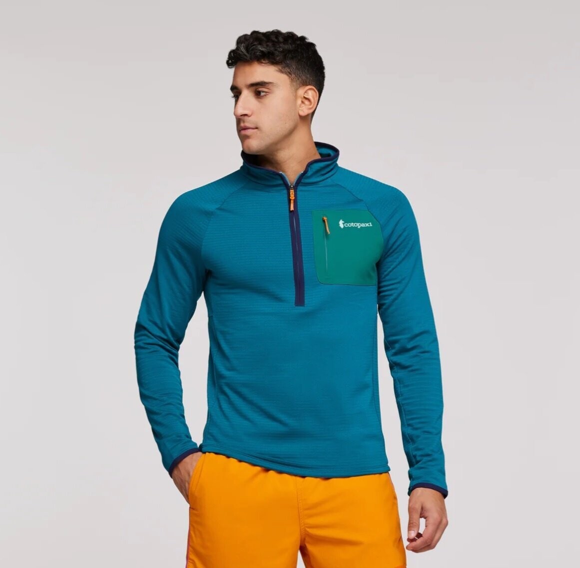 Men Otero Fleece Half Zip Pullover, Color: Gulf, Size: S