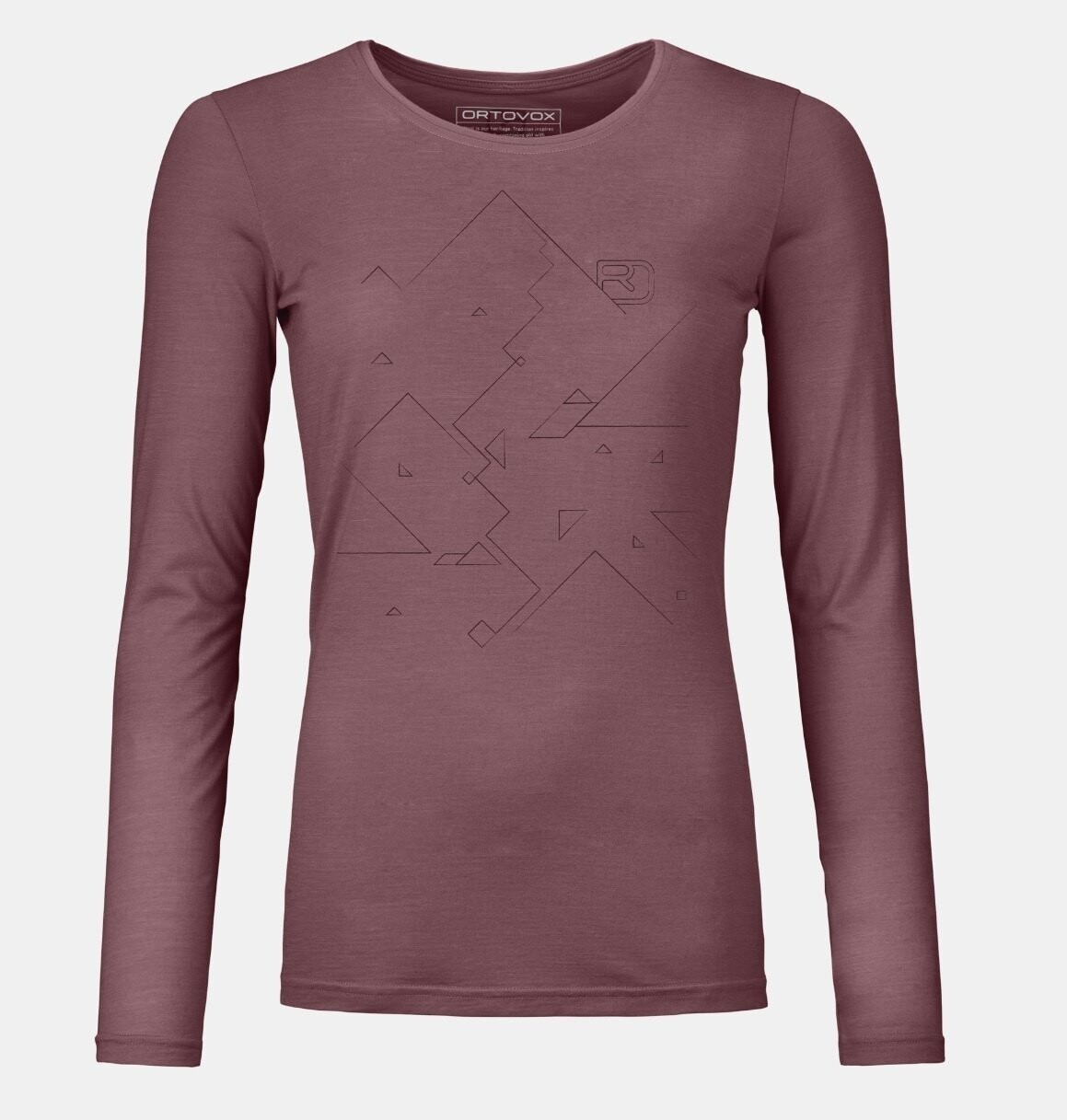 Women 185 Merino Tangram LS, Color: Mountain Rose, Size: XL