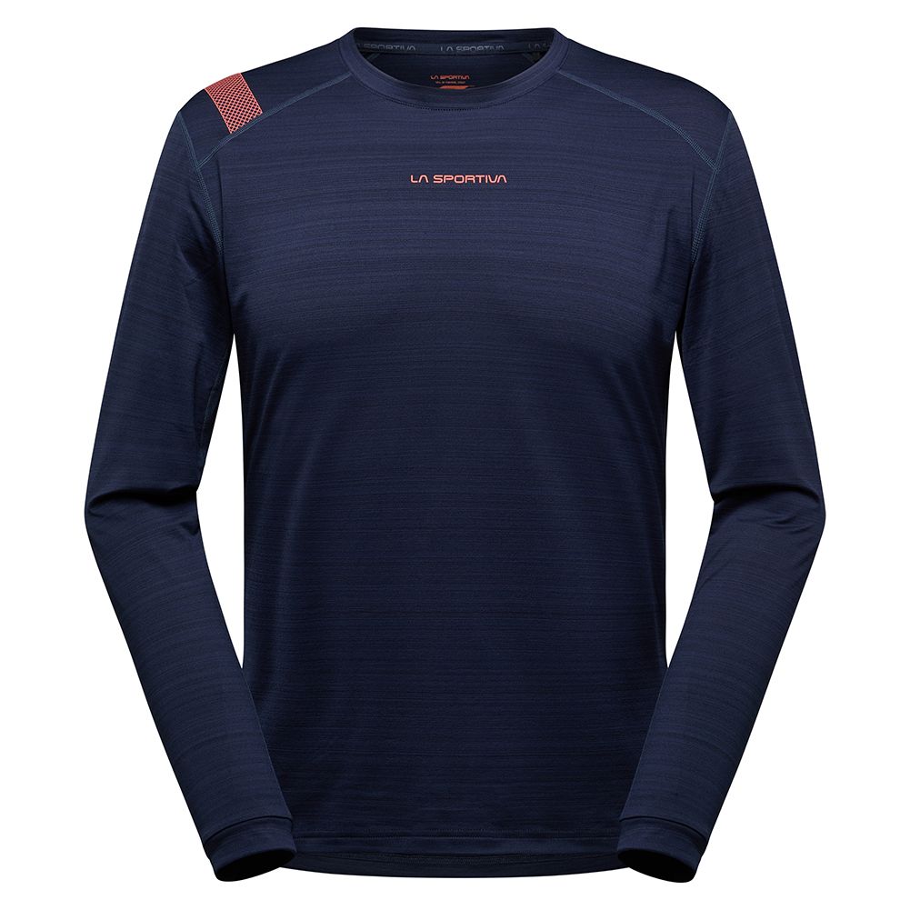 Tour Long Sleeve, Color: Deep Sea/cherry Tomato, Size: S