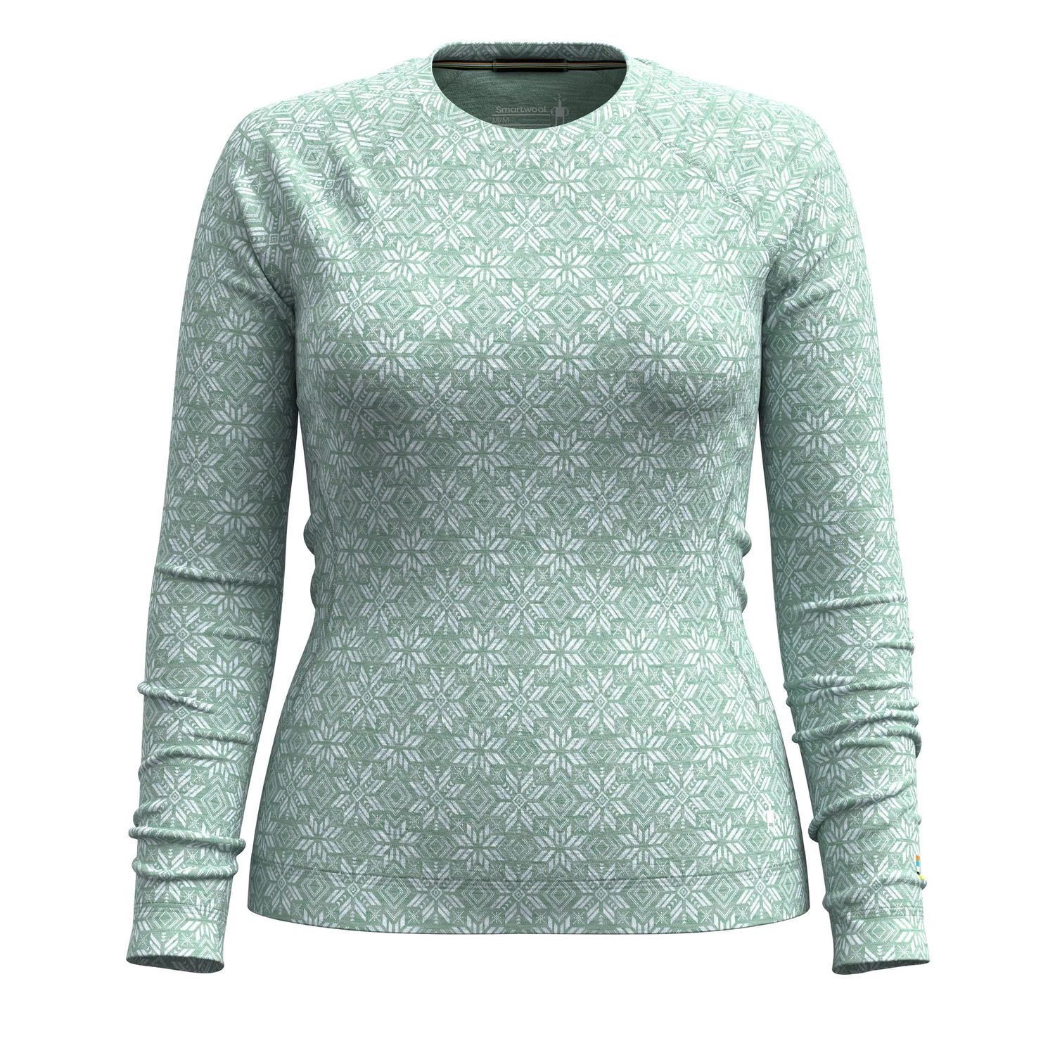 Women&#39;s Classic Thermal Merino Base Layer Crew, Color: Artic Green DIgi Snow, Size: S