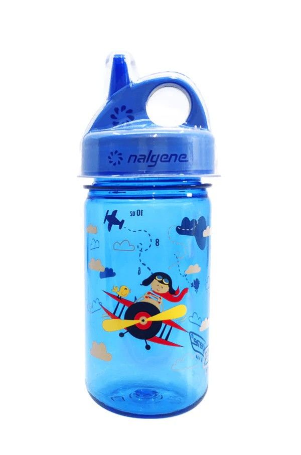 12oz Grip-N-Gulp Kids Sustain Bottle, Color: Blue w Biplane