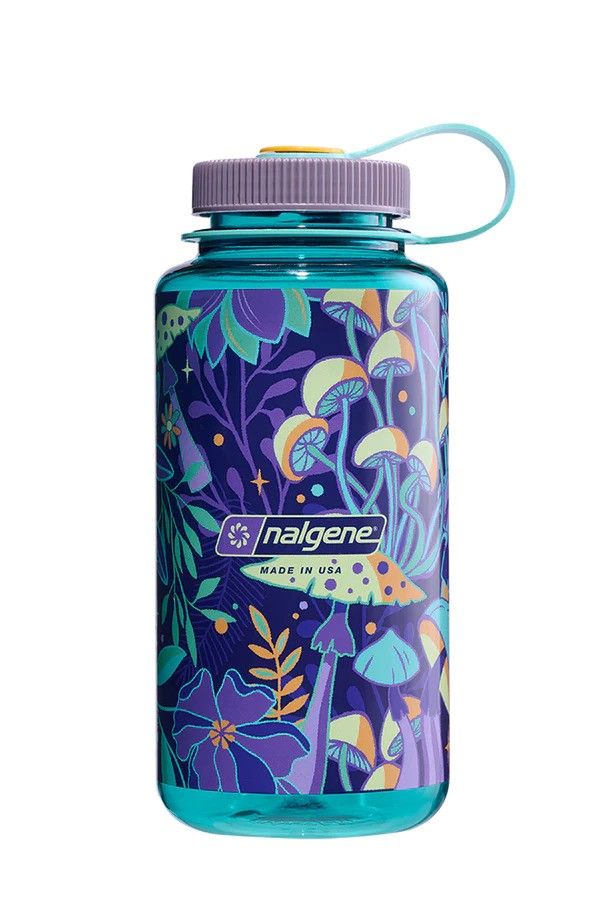 32 OZ  Wide Mouth Water Bottle, Color: Blue Mushroom