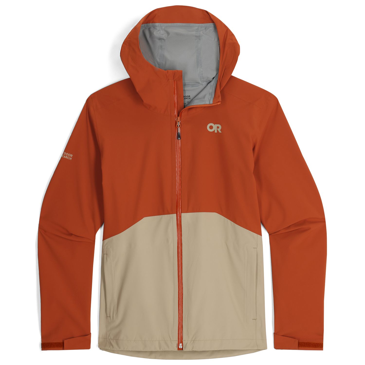 Men&#39;s Stratoburst Stretch Rain Jacket, Color: Terra / Pro Khaki, Size: M