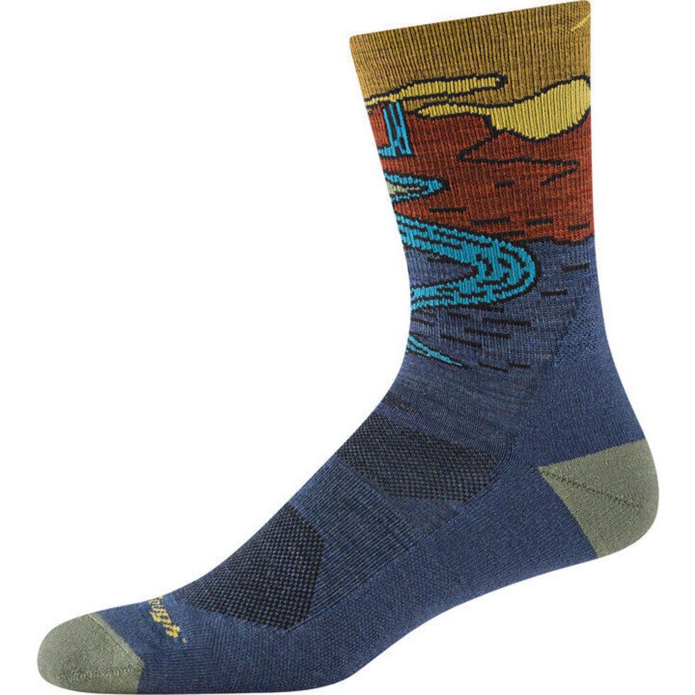Men&#39;s Chasing Waterfalls Micro Crew Lightweight Hiking Sock, Color: Denim, Size: M