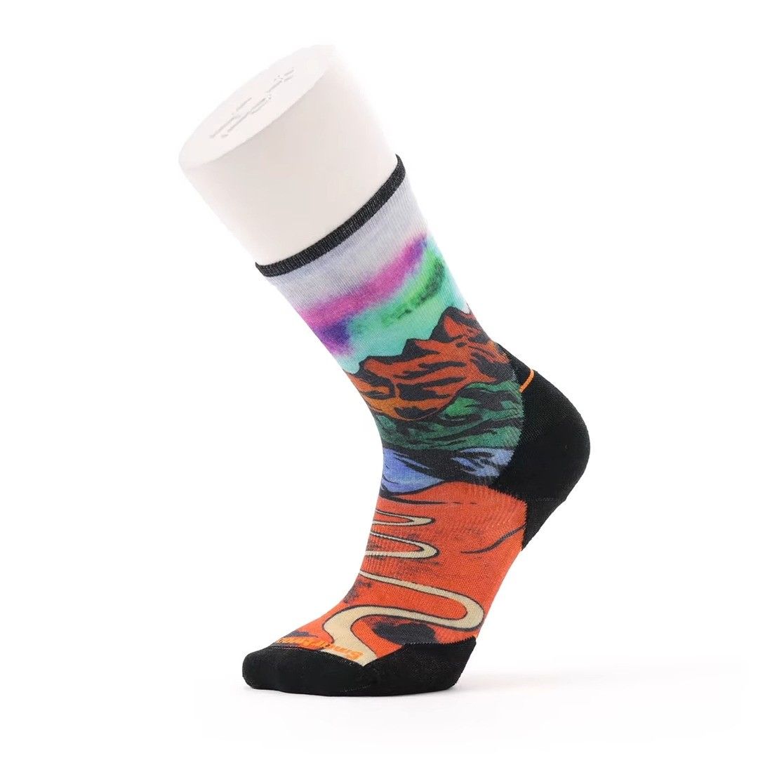 Trail Run Singletrack Print Crew Socks, Color: Orange Rust, Size: M