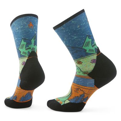 W Trail Run Targeted Cushion Mountain Print Crew