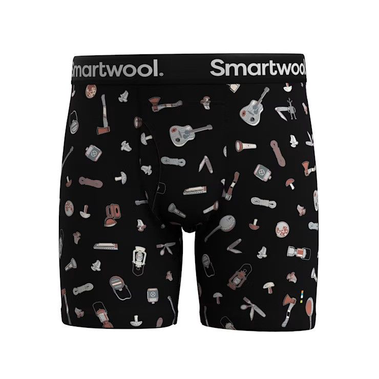 Men&#39;s Merino Print Boxer Brief Boxed, Color: Black Gone Camping, Size: M