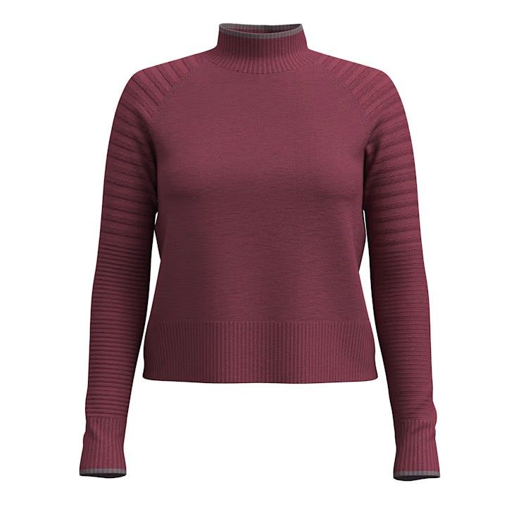 Women&#39;s Edgewood Mock Neck  Sweater, Color: Garden Pink-Eggplant, Size: S