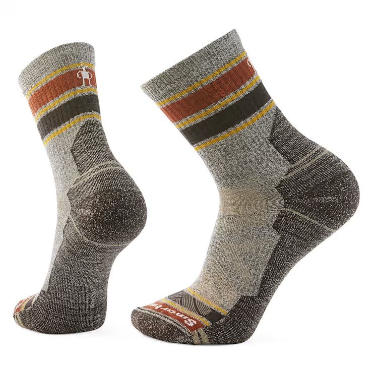 Hike Light Cushion Striped Mid Crew, Color: Taupe/Natural, Size: M